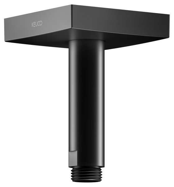 Keuco 100mm Ceiling Mounted Shower Arm with Square Rosette - Matt Black