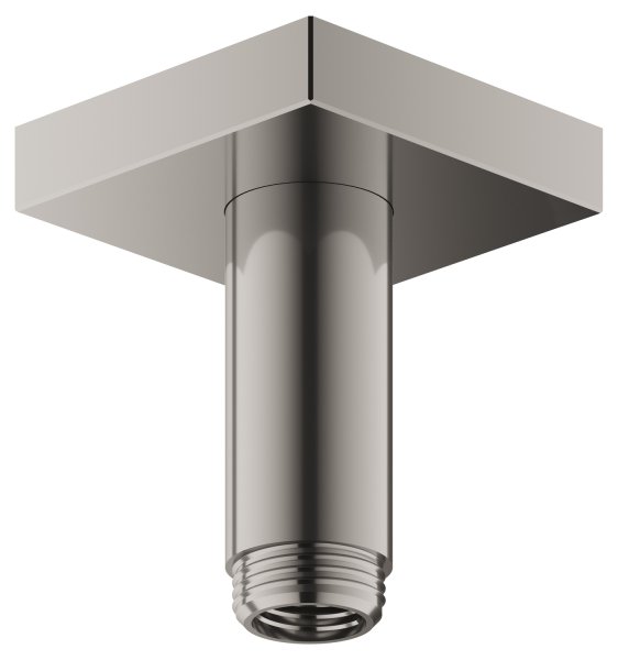 Keuco 100mm Ceiling Mounted Shower Arm with Square Rosette - Brushed Nickel