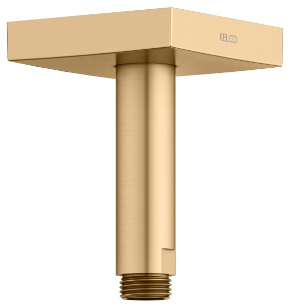 Keuco 100mm Ceiling Mounted Shower Arm with Square Rosette - Brushed Brass