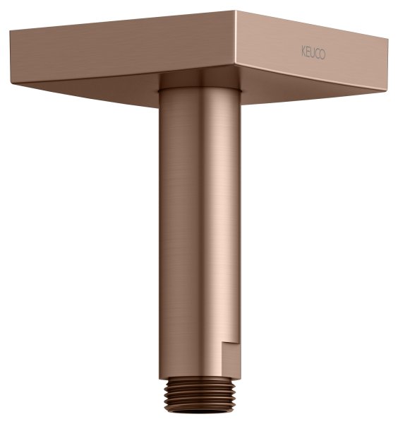 Keuco 100mm Ceiling Mounted Shower Arm with Square Rosette - Brushed Red Gold