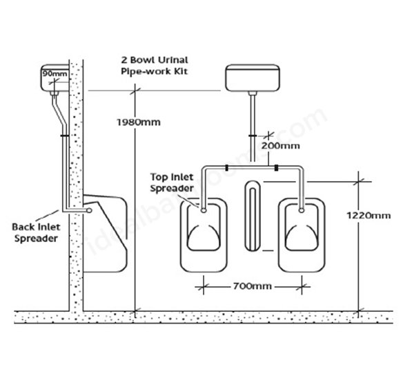 RAK Compact 9.0l Concealed Urinal Cistern Complete With ... urinal piping diagram 