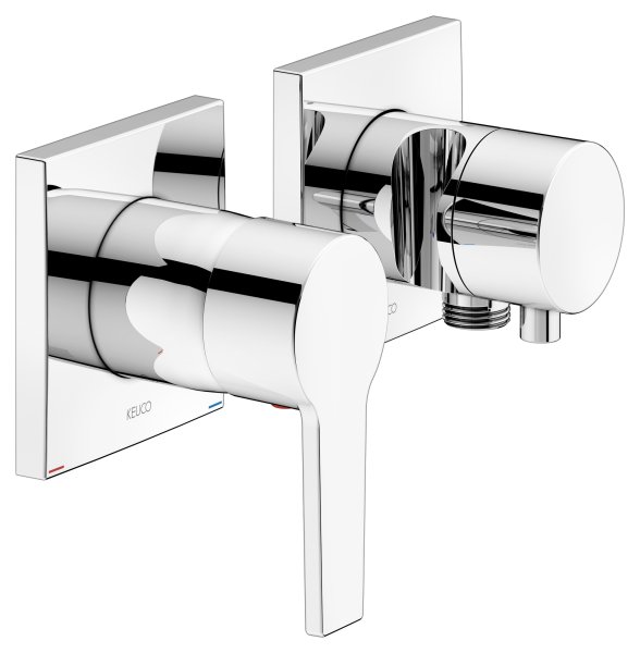 Keuco Edition 11 Single Lever Mixer Set Up 2-Way with Wall Outlet for Shower Hose & Holder - Chrome