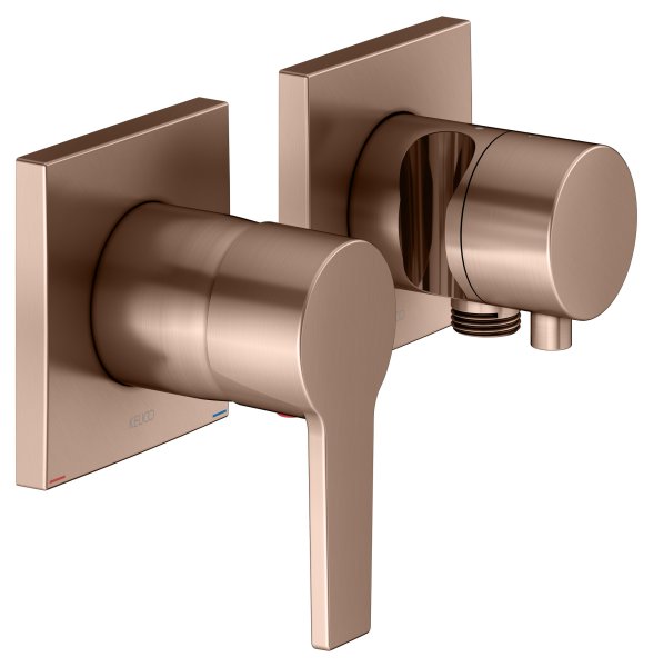 Keuco Edition 11 Single Lever Mixer Set Up 2-Way with Wall Outlet for Shower Hose & Holder - Brushed Red Gold