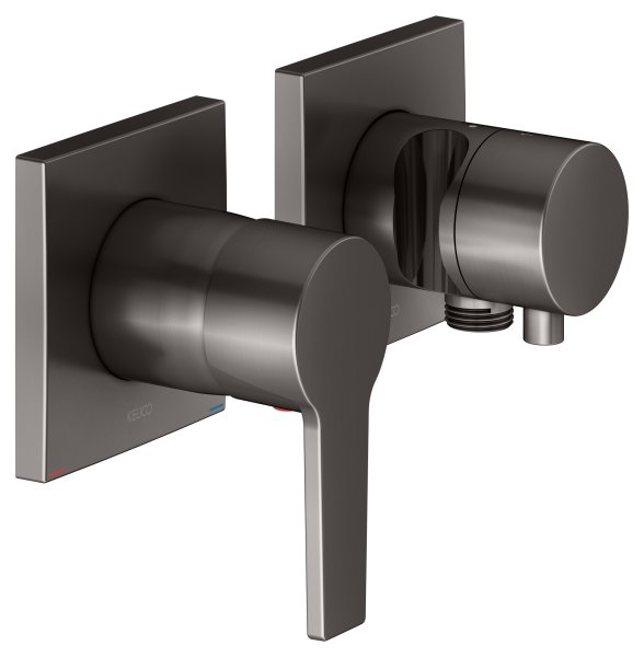 Keuco Edition 11 Single Lever Mixer Set Up 2-Way with Wall Outlet for Shower Hose & Holder - Brushed Titanblack