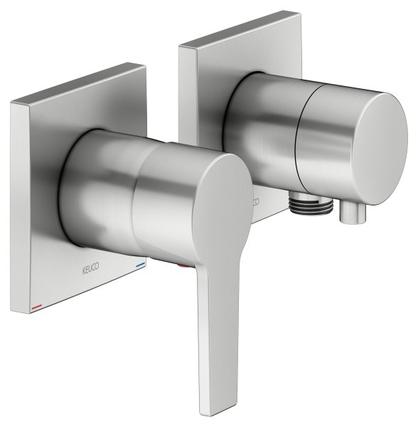 Keuco Edition 11 Single Lever Mixer Set Up 2-Way with Wall Outlet for Shower Hose - Stainless Steel