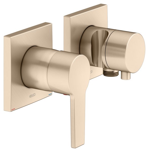 Keuco Edition 11 Single Lever Mixer Set Up 2-Way with Wall Outlet for Shower Hose & Holder - Brushed Bronze
