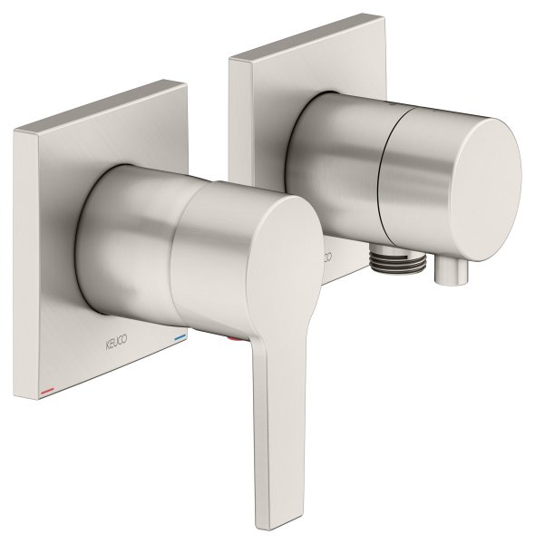 Keuco Edition 11 Single Lever Mixer Set Up 2-Way with Wall Outlet for Shower Hose - Brushed Nickel