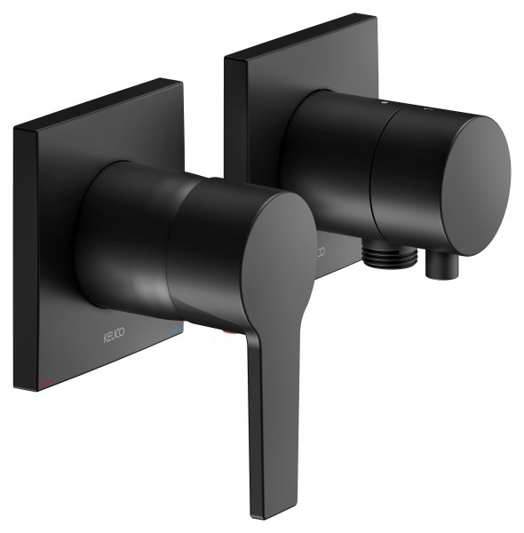 Keuco Edition 11 Single Lever Mixer Set Up 2-Way with Wall Outlet for Shower Hose - Matt Black