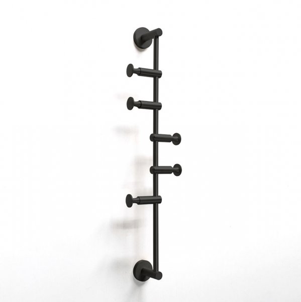 Origins Living Archer Vertical Rail with 5 Robe Hooks - Black