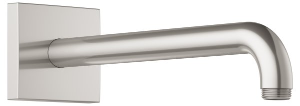 Keuco 300mm Wall-Mounted Shower Arm with Square Rosette Extension - Brushed Nickel