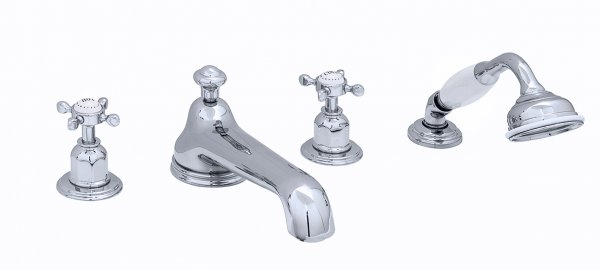 Perrin & Rowe 4Hole Deck Mounted Bath Set with Crosshead Handles (3738)