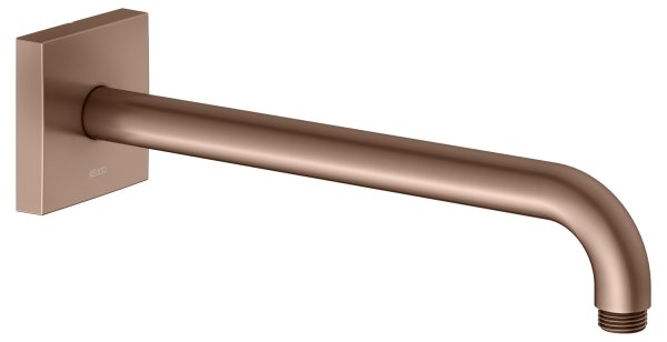 Keuco 300mm Wall-Mounted Shower Arm with Square Rosette Extension - Brushed Red Gold