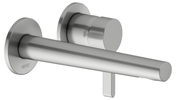 Keuco Edition 400 Single Lever Mixer Wall Mounted Extension 197mm - Stainless Steel