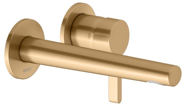Keuco Edition 400 Single Lever Mixer Wall Mounted Extension 197mm - Brushed Brass