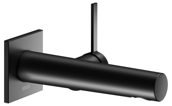 Keuco IXMO Wall-Mounted Basin Mixer with 165mm Extension (Pure Square) - Matt Black