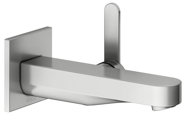 Keuco IXMO Single Lever Mixer Wall-Mounted with 165mm Extension (Flat Square) - Stainless Steel