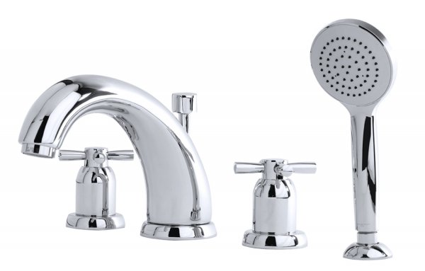 Perrin & Rowe 4Hole Deck Mounted Bath Set with Crosshead Handles (3846)