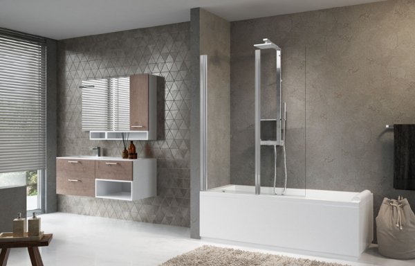 Novellini Aurora 2 Hinged 2 Panel Bath Screen