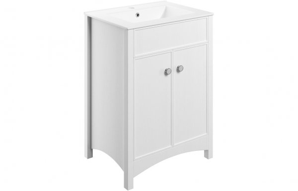 Purity Collection Lucio 610mm Floor Standing Basin Unit (exc. Basin) - Satin White Ash