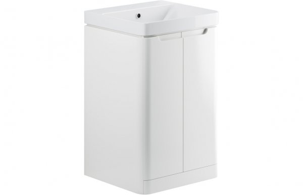 Purity Collection Lumbra 500mm 2 Door Floor Standing Cloakroom Basin Unit - White Gloss