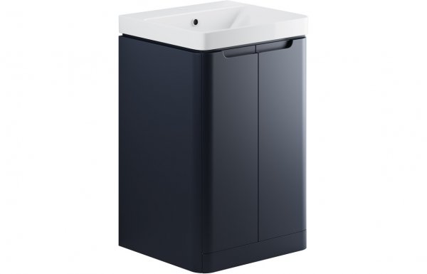 Purity Collection Lumbra 500mm 2 Door Floor Standing Cloakroom Basin Unit - Matt Indigo