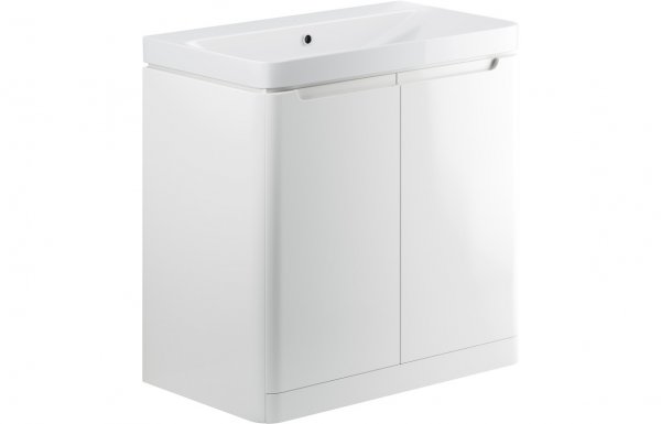 Purity Collection Lumbra 800mm 2 Door Floor Standing Basin Unit - White Gloss