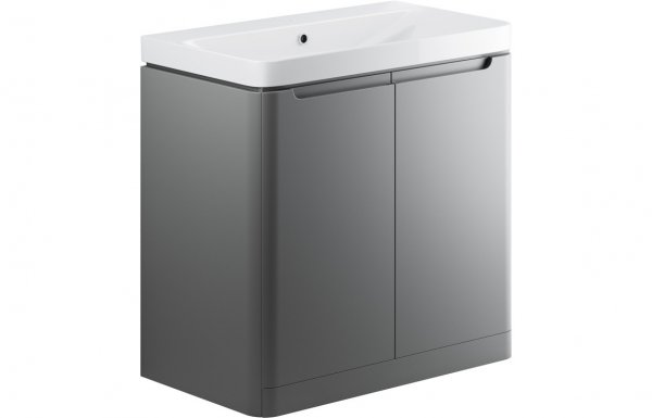 Purity Collection Lumbra 800mm 2 Door Floor Standing Basin Unit - Matt Grey