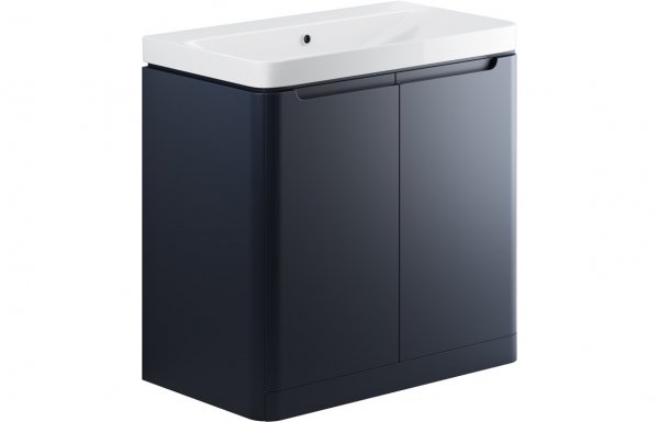 Purity Collection Lumbra 800mm 2 Door Floor Standing Basin Unit - Matt Indigo