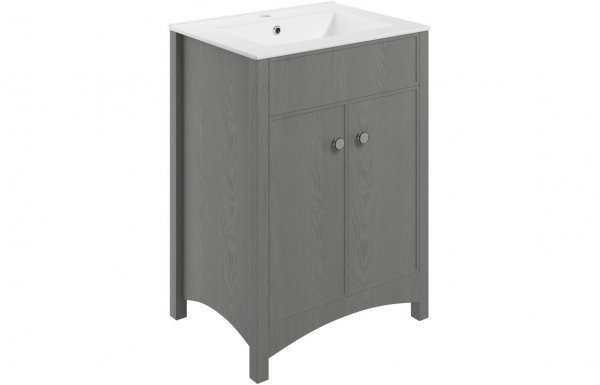 Purity Collection Lucio 610mm Floor Standing Basin Unit & Basin - Grey Ash