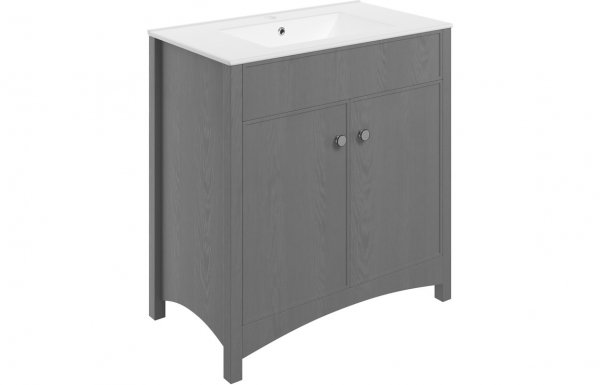 Purity Collection Lucio 810mm Floor Standing Basin Unit & Basin - Grey Ash