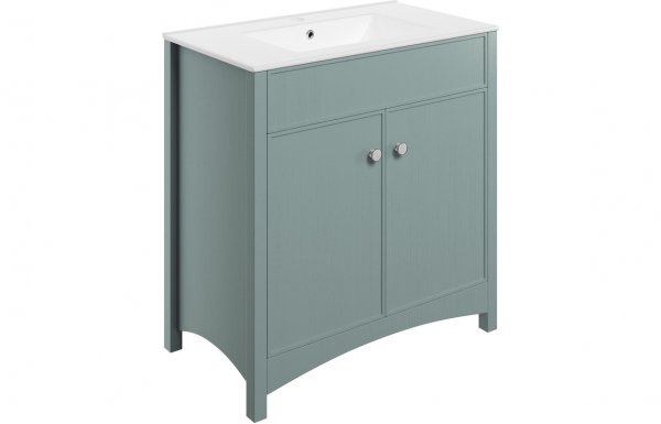 Purity Collection Lucio 810mm Floor Standing Basin Unit (exc. Basin) - Sea Green Ash