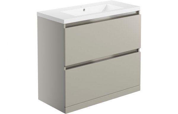 Purity Collection Carina 815mm 2 Drawer Floor Standing Basin Unit Inc. Basin - Latte