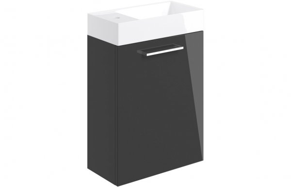 Purity Collection Volti 410mm Wall Hung 1 Door Basin Unit & Basin - Anthracite Gloss