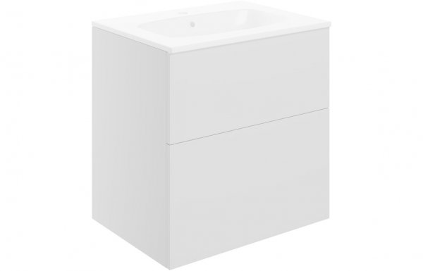 Purity Collection Statura 610mm Wall Hung 2 Drawer Basin Unit & Basin - Matt White