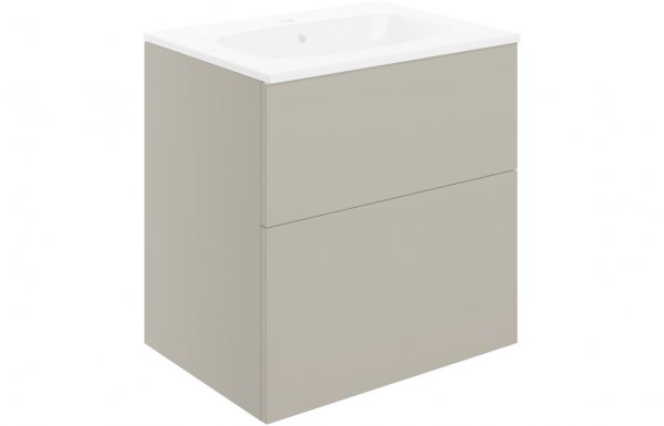 Purity Collection Statura 610mm Wall Hung 2 Drawer Basin Unit & Basin - Matt Latte