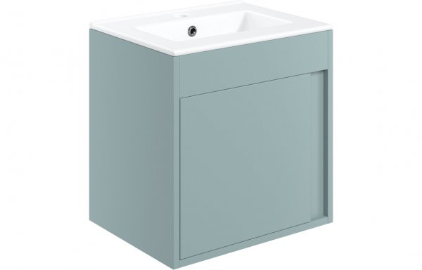 Purity Collection Elementi 510mm Wall Hung Unit Inc. Basin - Matt Sea Green