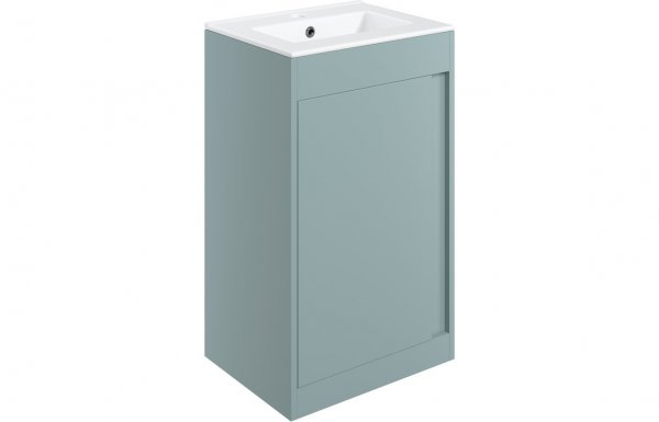 Purity Collection Elementi 510mm Floor Standing Unit Inc. Basin - Matt Sea Green