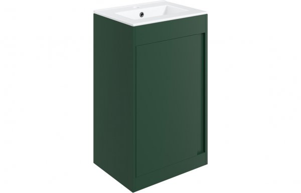 Purity Collection Elementi 510mm Floor Standing Unit Inc. Basin - Matt Conifer Green