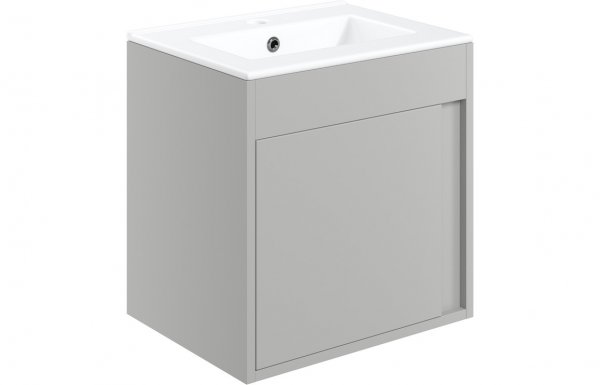 Purity Collection Elementi 510mm Wall Hung Unit Inc. Basin - Matt Light Grey