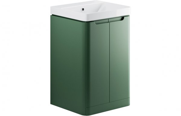 Purity Collection Lumbra 500mm 2 Door Floor Standing Cloakroom Basin Unit - Matt Sage Green