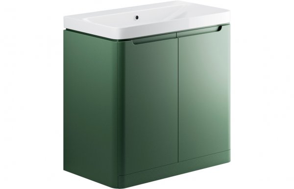 Purity Collection Lumbra 800mm 2 Door Floor Standing Basin Unit - Matt Sage Green