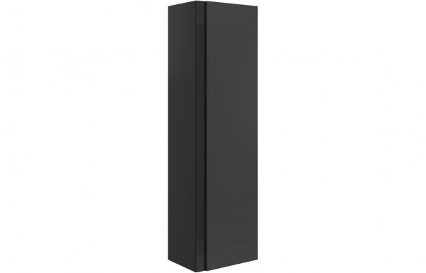 Purity Collection Diverge 350mm Wall Hung 1 Door Tall Unit - Matt Black & Glass