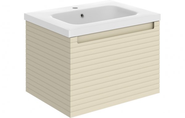 Purity Collection Accord 615mm Wall Hung 1 Drawer Basin Unit & Basin - Matt Cotton