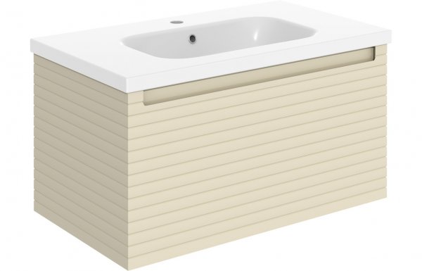 Purity Collection Accord 815mm Wall Hung 1 Drawer Basin Unit & Basin - Matt Cotton