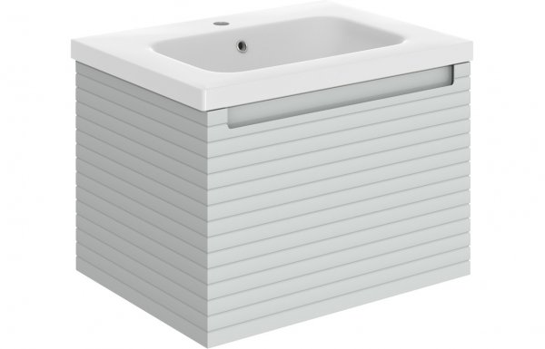 Purity Collection Accord 615mm Wall Hung 1 Drawer Basin Unit & Basin - Matt Mineral Grey