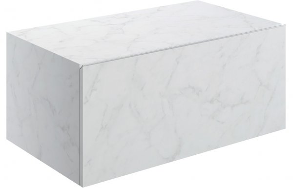 Purity Collection Naturel 800mm Wall Hung Storage Drawer - White Marble