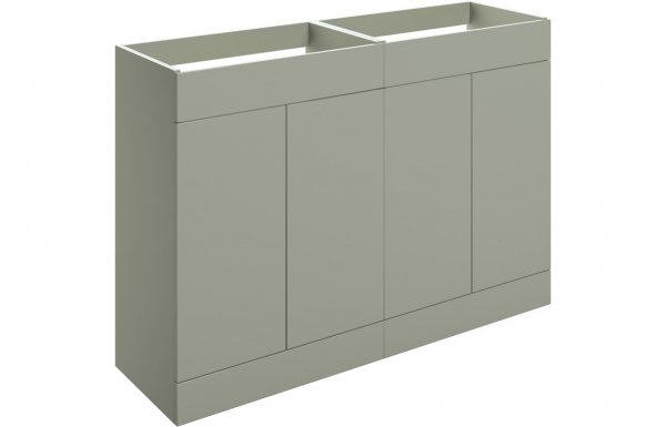 Purity Collection Statura 1180mm Floor Standing 4 Door Basin Unit (No Top) - Matt Olive Green