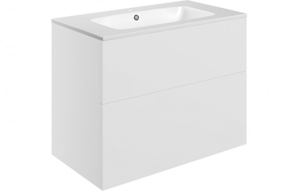 Purity Collection Statura 815mm Wall Hung 2 Drawer Basin Unit & Basin - Matt White