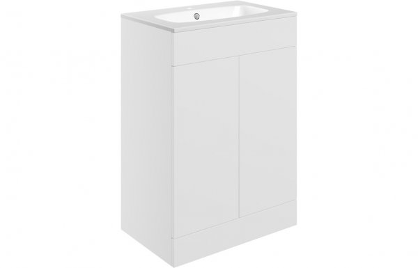 Purity Collection Statura 615mm Floor Standing 2 Door Basin Unit & Basin - Matt White