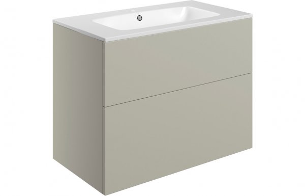 Purity Collection Statura 815mm Wall Hung 2 Drawer Basin Unit & Basin - Matt Latte